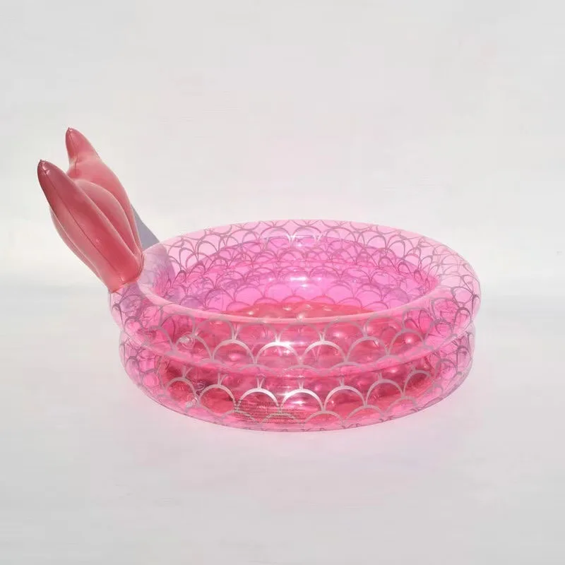 Inflatable Mermaid Kiddie Pool Round Blow Up Kids Pool Toddler Swimming Pool