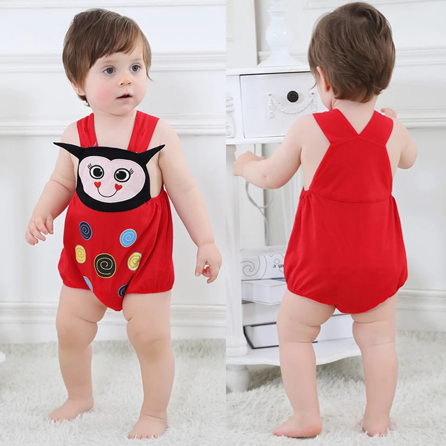 Hot Sale Baby Sleeveless Romper Cotton Fabric Adorable Baby Bodysuit Baby Animal Onesie