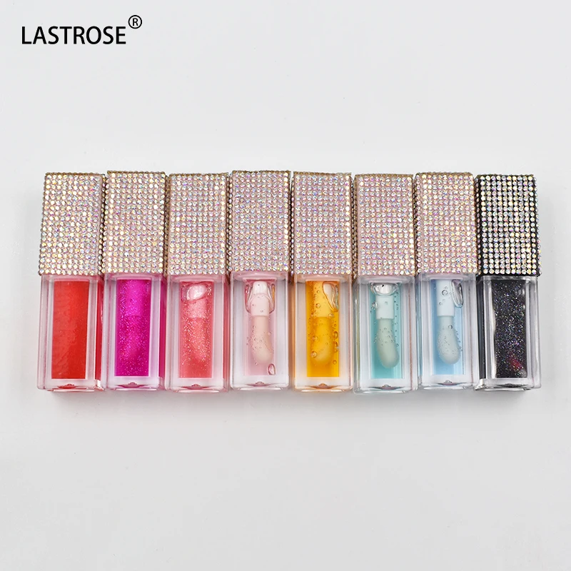 Wholesale color changing lip oil private label lip oils vegan clear lip oil with rhinestone