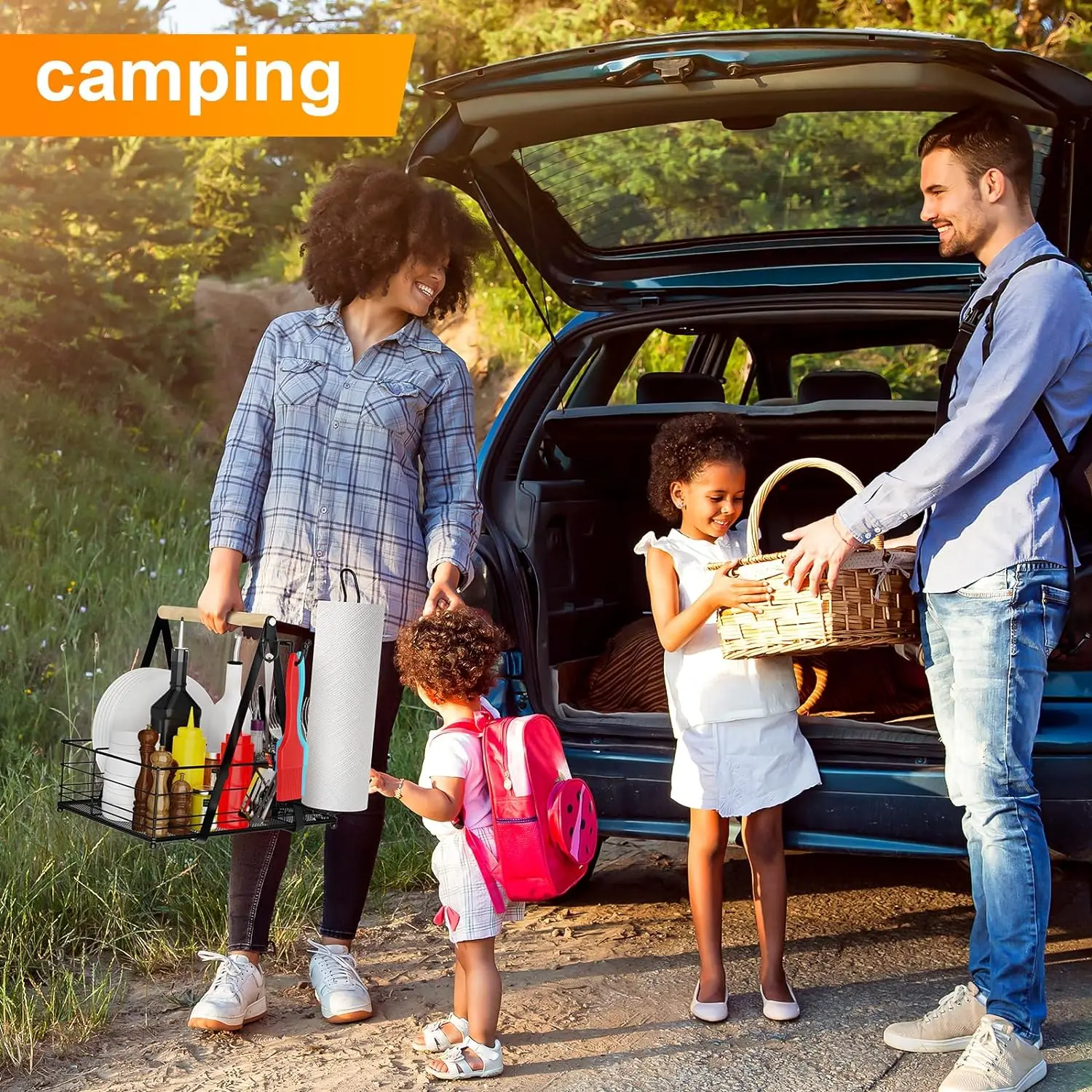 BBQ Caddy Outdoor Grilling Organizing Utensils Paper Towels Condiments Kitchen Tools Including Spice Tool Camping Picnics