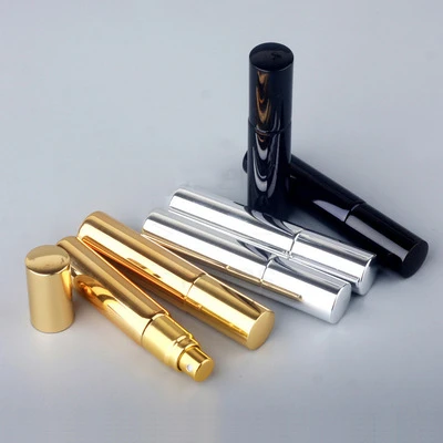 UV printing sliver gold black empty refillable perfume bottle luxury round 10 ml perfume glass bottle with gold sprayer and cap