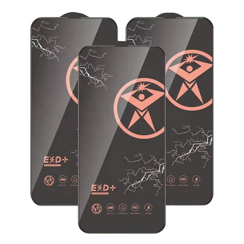 9H Full glue screen protector ESD+ lightning SD anti-static and dust-proof tempered glass film For iphone xs max Xr 11 12 13 14