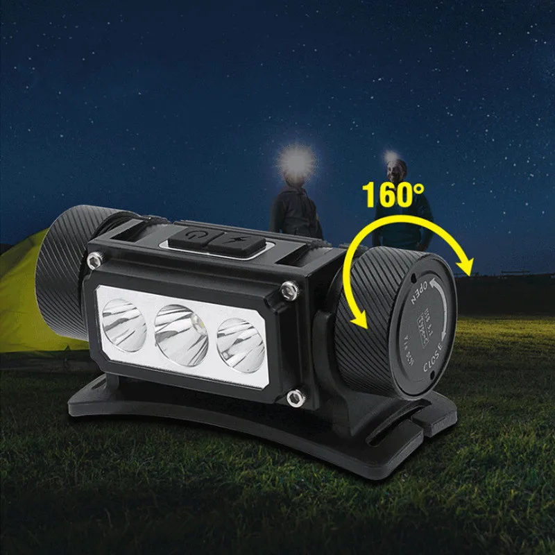 New Type-C Fast Charging 5LED Strong Light Aluminum Alloy Outdoor Work Headlight with Magnet