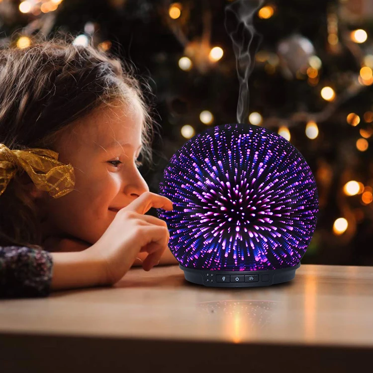 Ultrasonic Air Humidifier Essential Oil diffuser 3d effect glass commercial aroma diffuser with CE ROHS FCC timer