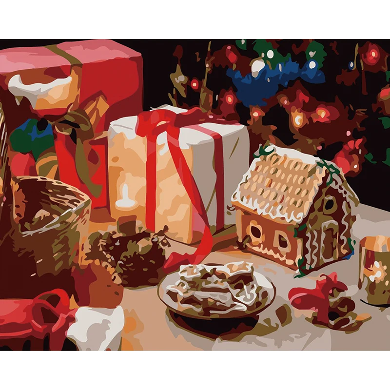 Wholesaling Christmas dogs and trees Merry Christmas design DIY painting by number oil painting