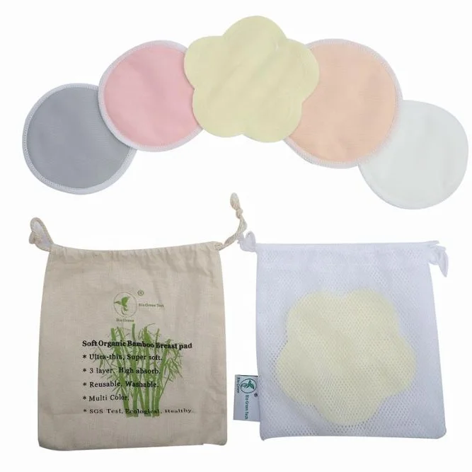 
2020 cheap new design adult foldable reusable bamboo cotton waterproof leak proof washable breast nursing pads 