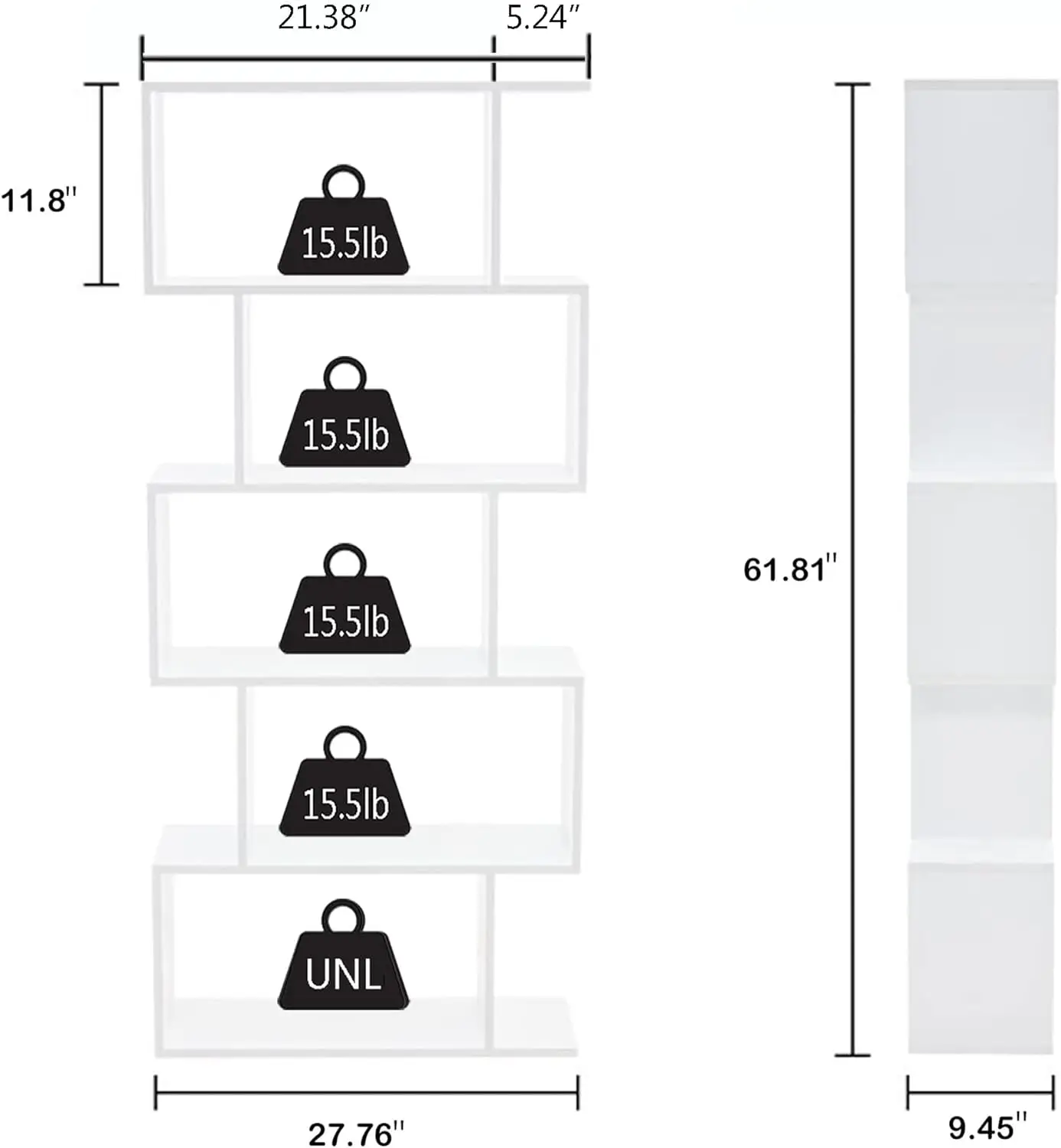 Bookshelf 5 Level Geometric Bookcase Bedroom Modern Wood Decor Display Bookcase Bookcase Home Office