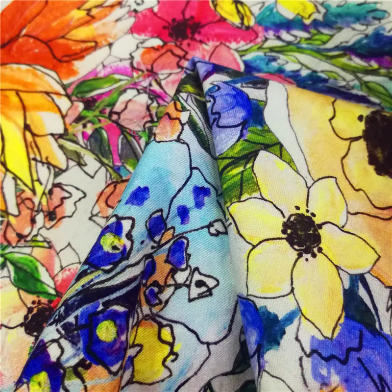 Custom Digital Print 100% Soft Cotton Twill Fabric 140gsm for Garment Cotton Material