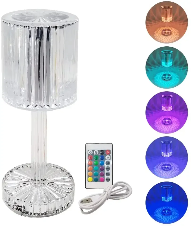 Modern design led linear crystal table lamp 3 colors or RGB 16 colors with remote control desk lamp night light crystal lamp