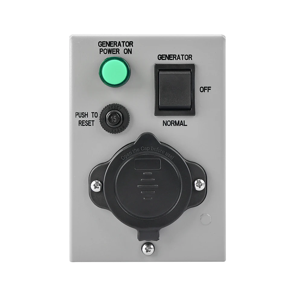 Generator Transfer Switch 15Amp 125Volt Power Inlet Box, Pre Punched Knockouts NEMA 5-15P Inlet Box with Circuit Breaker