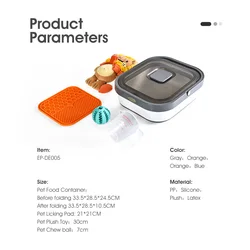 4pcs Cat Dog Lick Mat Treat Ball Lion Plush Toy Large Capacity Foldable Pet Food Container Set