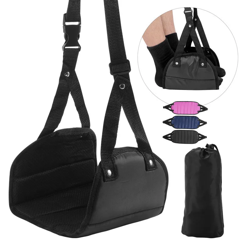 Hot Sell Portable Travel Plane Leg Rest Desk Foot Hammock With Memory Foam Adjustable Airplane Footrest Travel Accessories