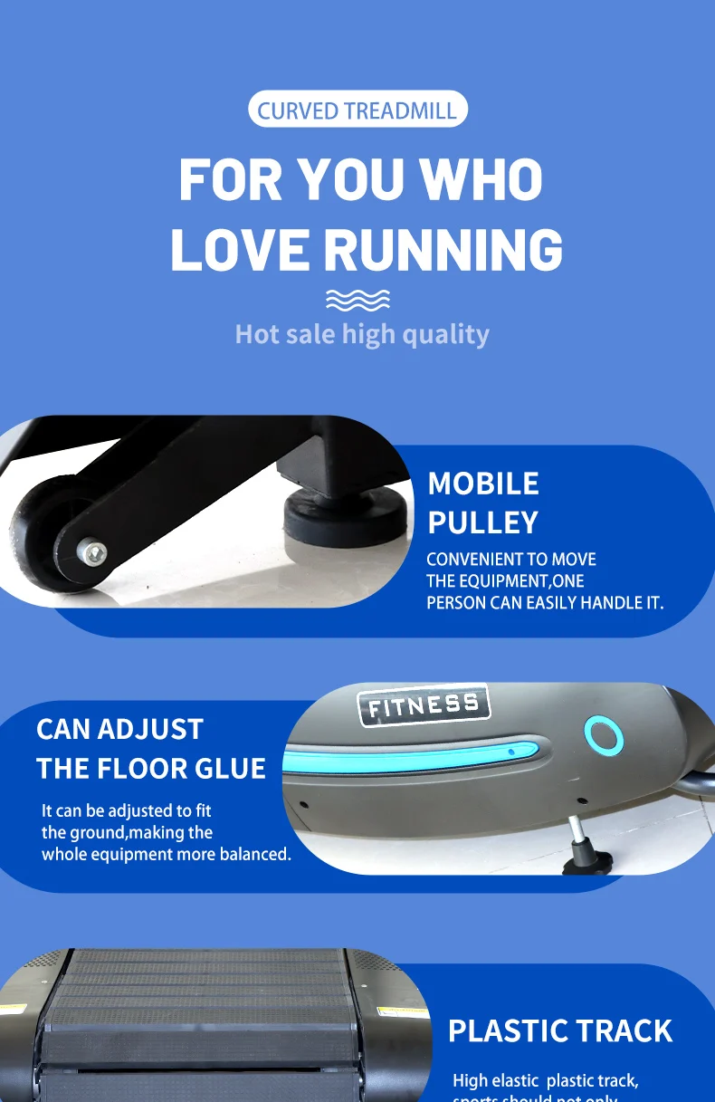 Air runner treadmill mechanical manual curved treadmill running machine  curved non motorized