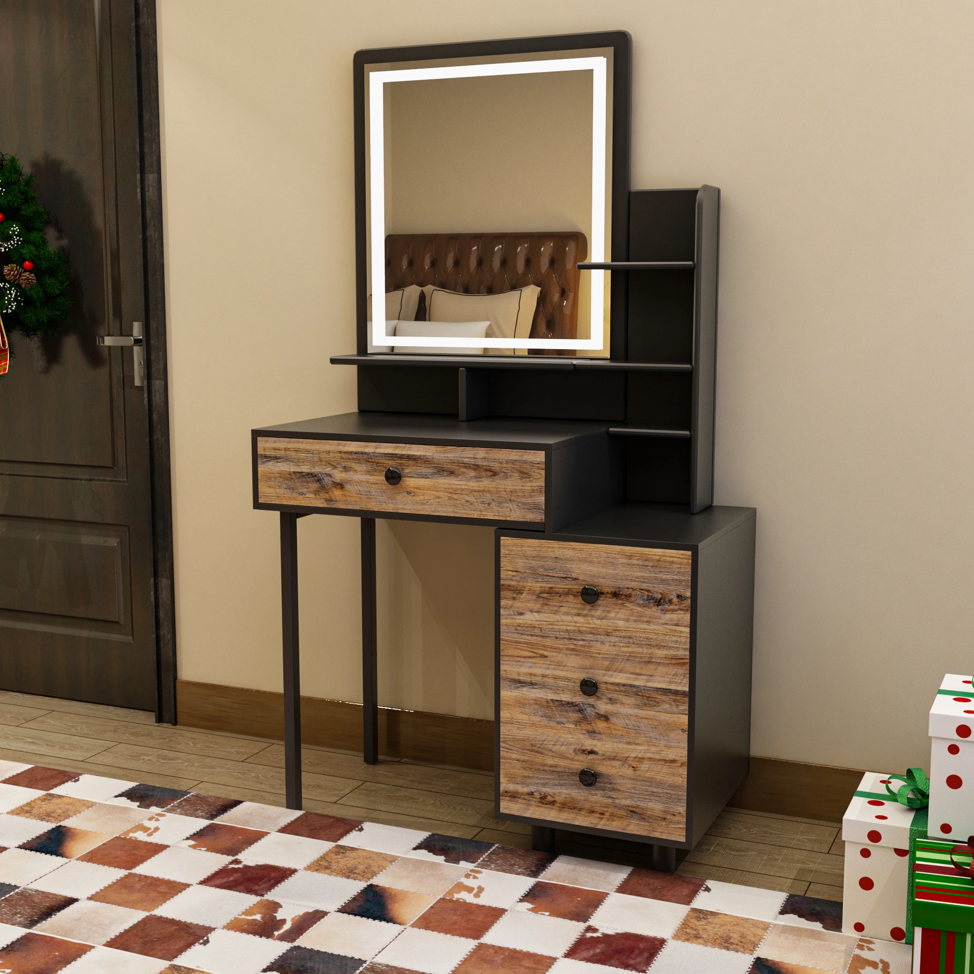 black and white bathroom vanity furniture book shelf wooden for kids metal crystal mirror home office for girl