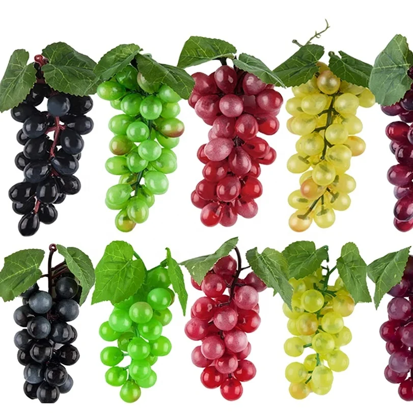 45PCS Plastic Grape Bunch Artificial High Simulation Grapes False Fruit Fake Grapes