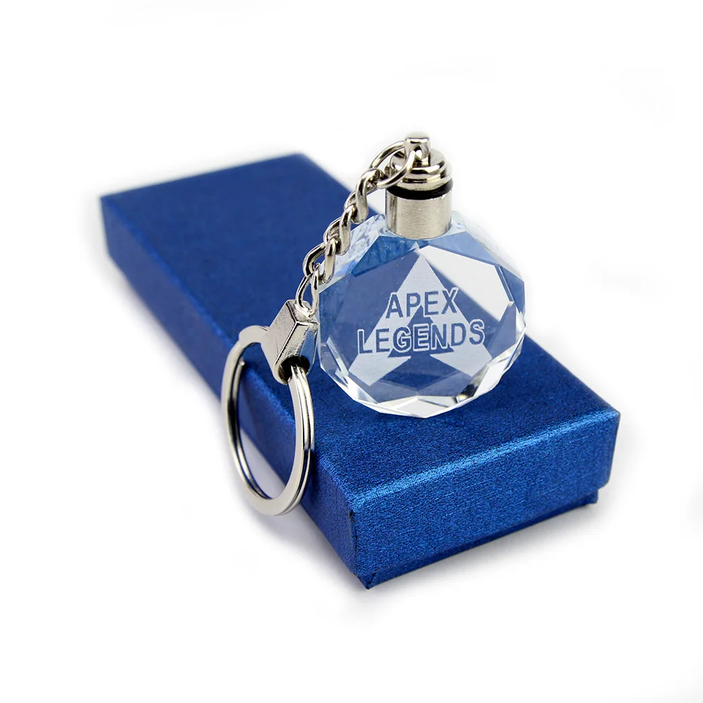 LED Keychain Crystal Colorful Light Key Crystal Keychain and can be Custom LOGO