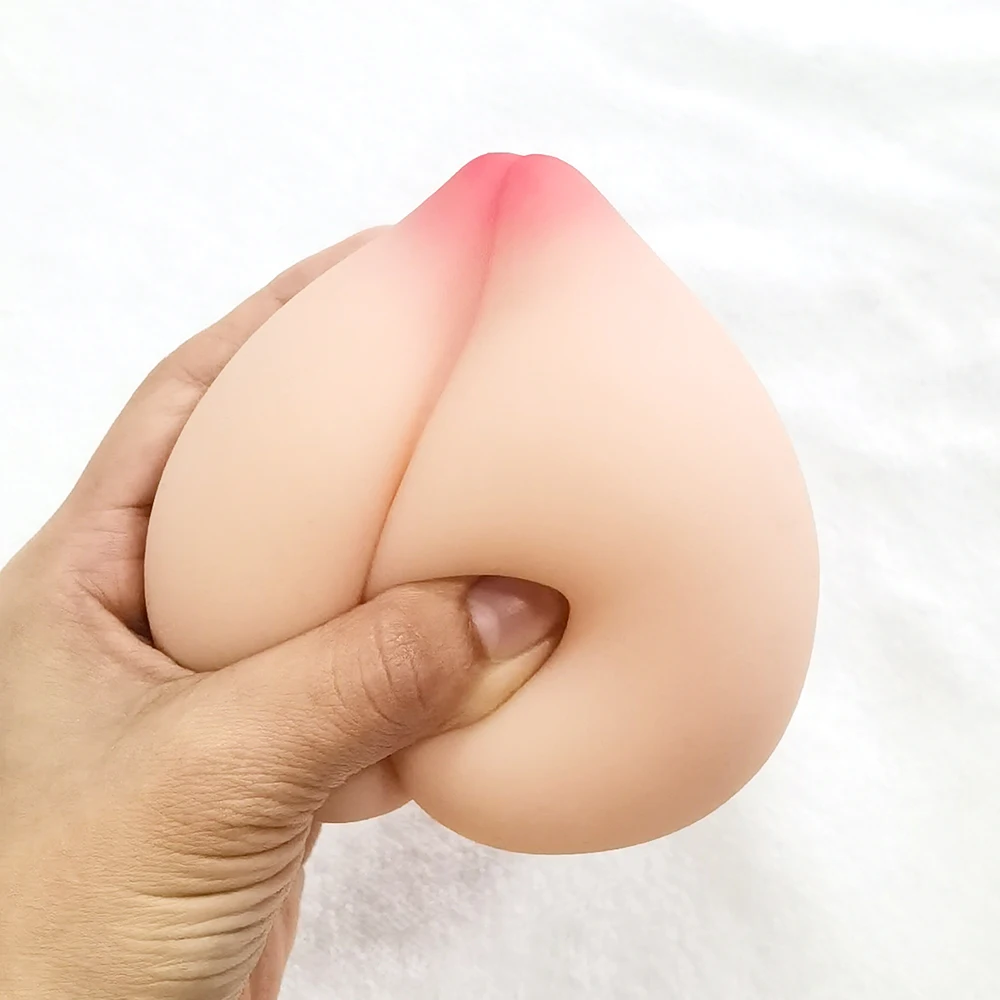 Peach Shape Male Anal Textured Channel Portable Silicone Pussies Masturbation Cup Masturbator Adult Sex Toys for Men