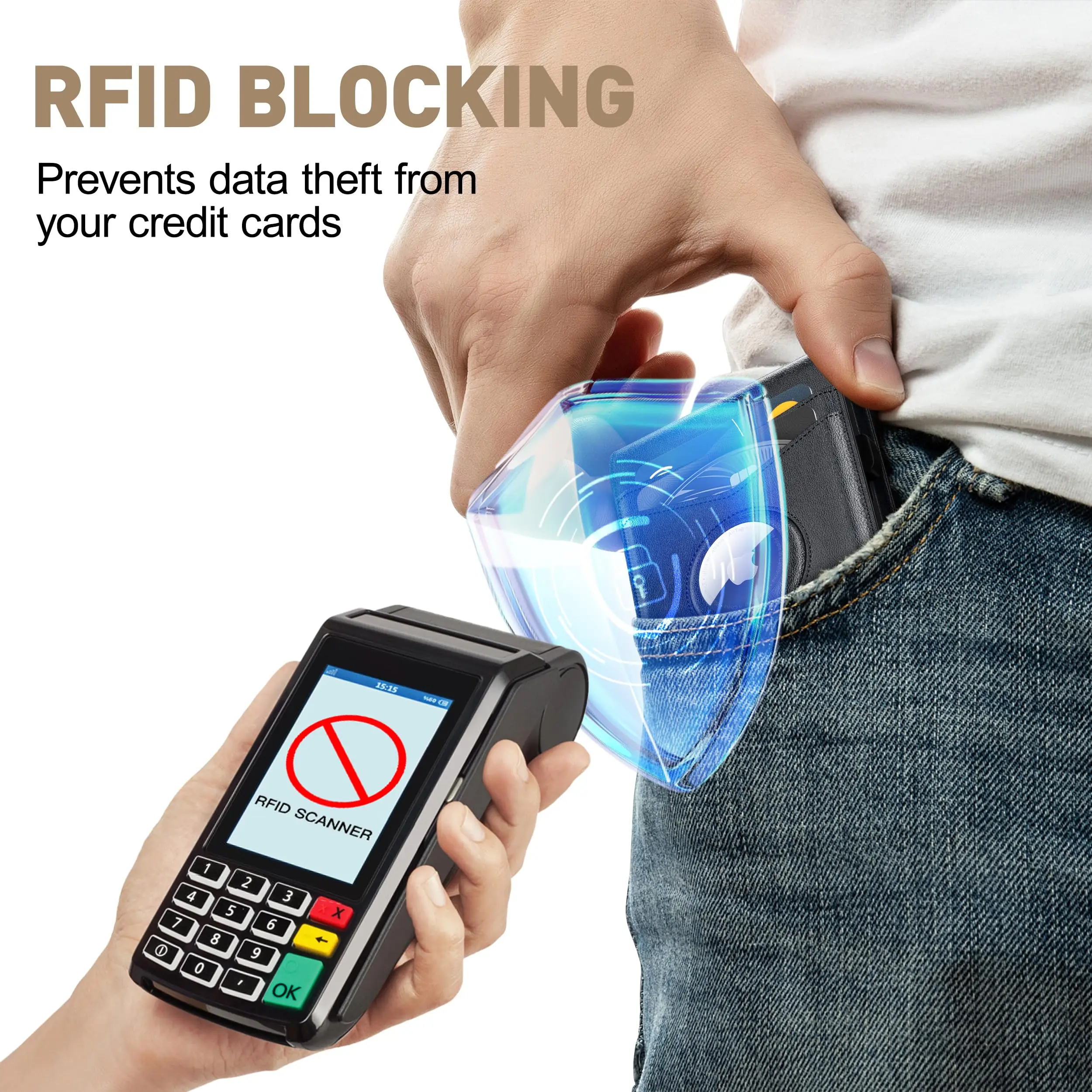 Custom Genuine Leather Smart Mans Wallet Slim Pop Up Credit Card Holder Wallet Minimalist Metal Aluminum RFID Wallet