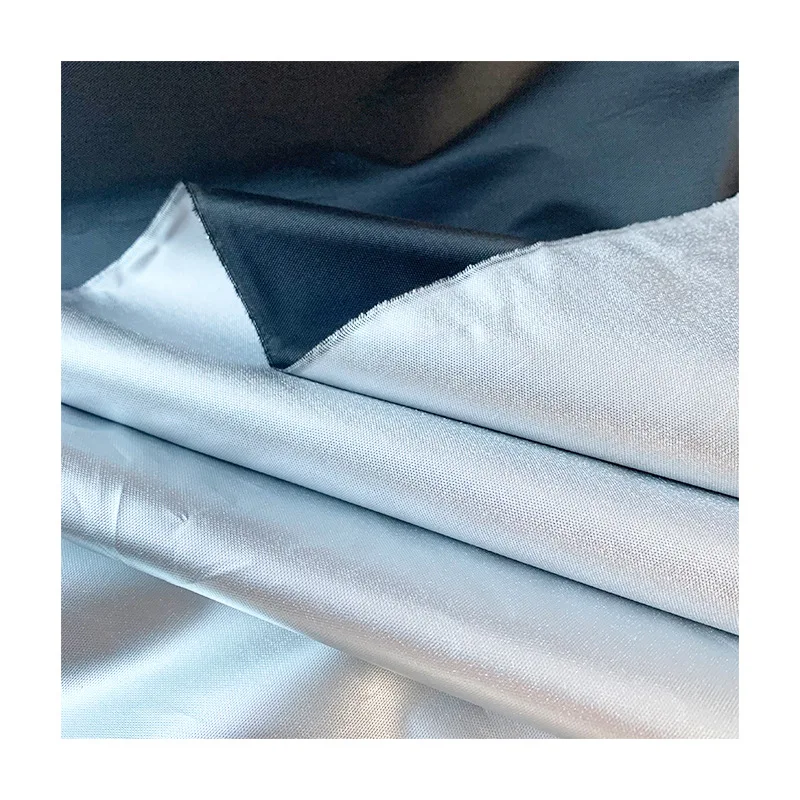 Wholesale Cheap Taffeta pa/pu Coated 100% Polyester Taffeta Silver Coated Fabric