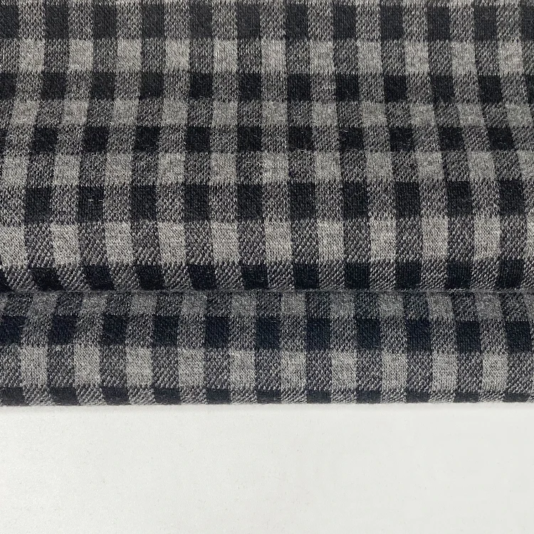 Veste en polyester rayonne et spandex, materiel tricote avec motif vichy, 341 gsm pour manteau habille et pantalons