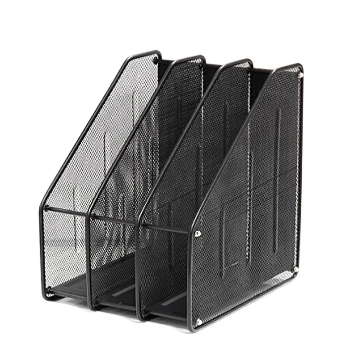 Assemble Three-layer metal mesh vertical file rack Office iron file storage magazine racks