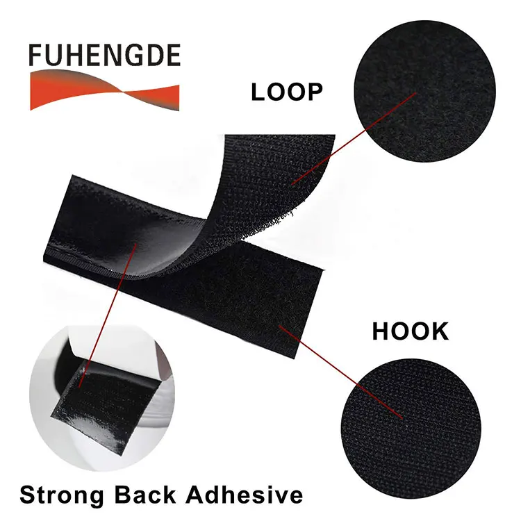 Self Adhesive Hook And Loop Tape OEM Double Sided Width 15 mm 25 m/roll Custom Size  Straps