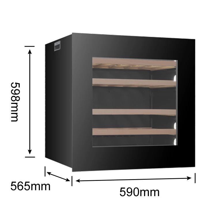 30 Bottles Home Built-in Installation Wine Cooler Constant Temperature Compressor Wine Fridge Fan Black Glass Door Vinicole 220