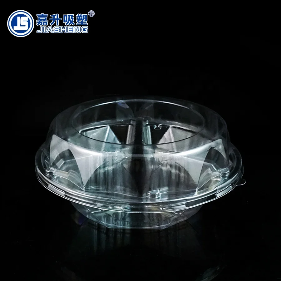 High Transparent Plastic Three Compartment Fresh Fruit Tray with Lid