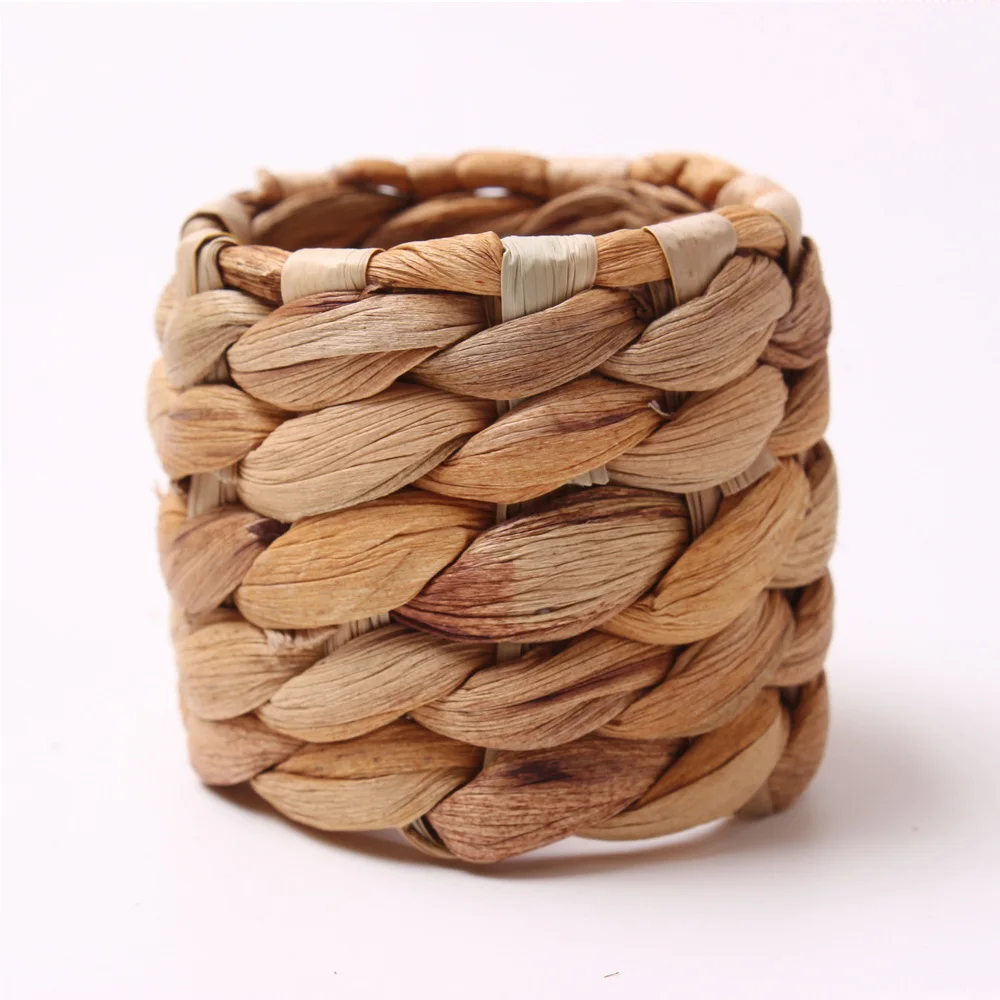 Water Hyacinth Seagrass Napkin Rings Decor Circle Round Rings For Holding Napkins Water Hyacinth Napkin Rings