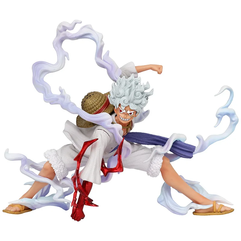 Animation one king pieced sun god Nick five lufei squat posture two fruit awakening white hair animation hand model ornaments