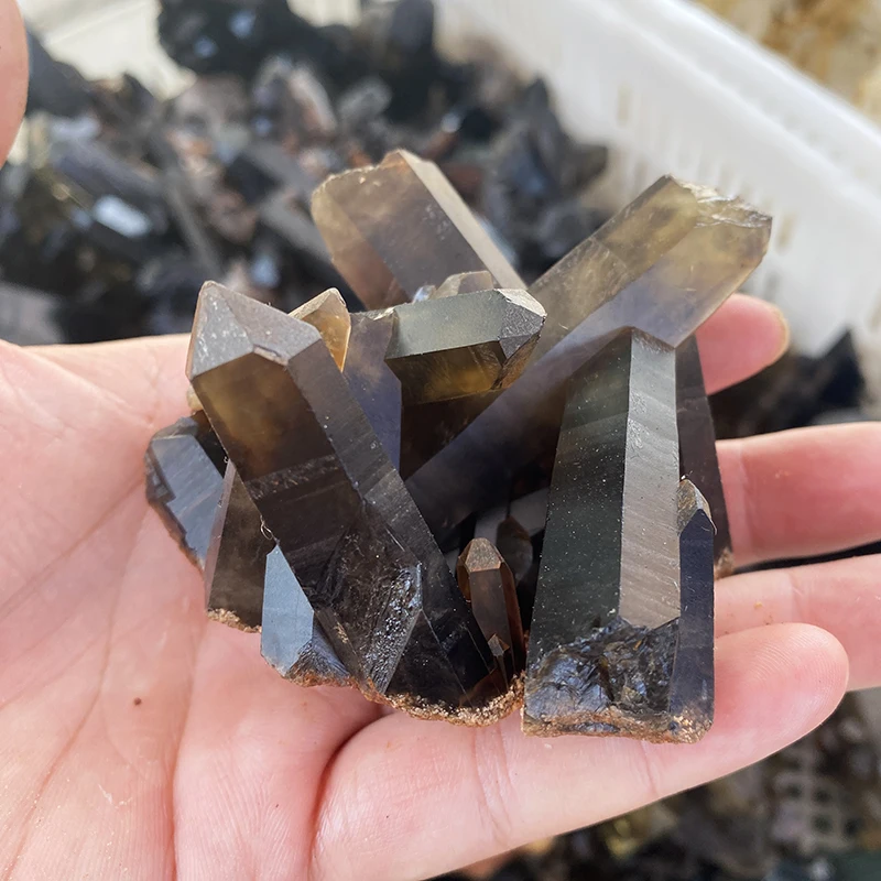 wholesale Rare Titanium Quartz black crystal clusters crystal point aura crystal for healing and decoration