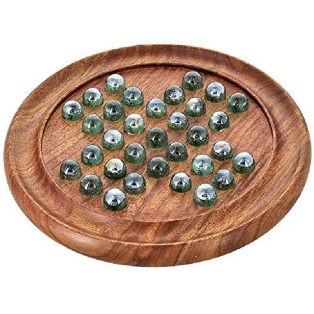 
wooden solitaire game board 