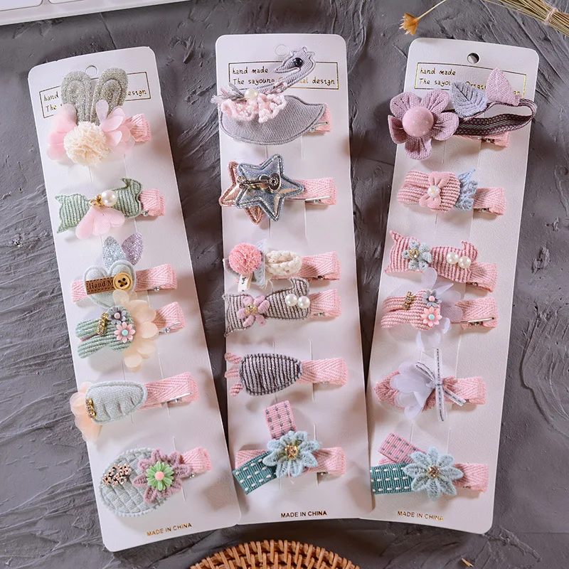 6pcs/set baby girls cartoon cute princess hair pins bb clips accessories wholesale