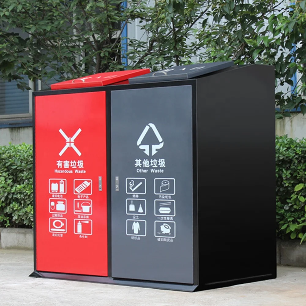 Compartments Classified Recycling Litter Bins Double Multi Functional Waste Container Outdoor Trash Can With lid