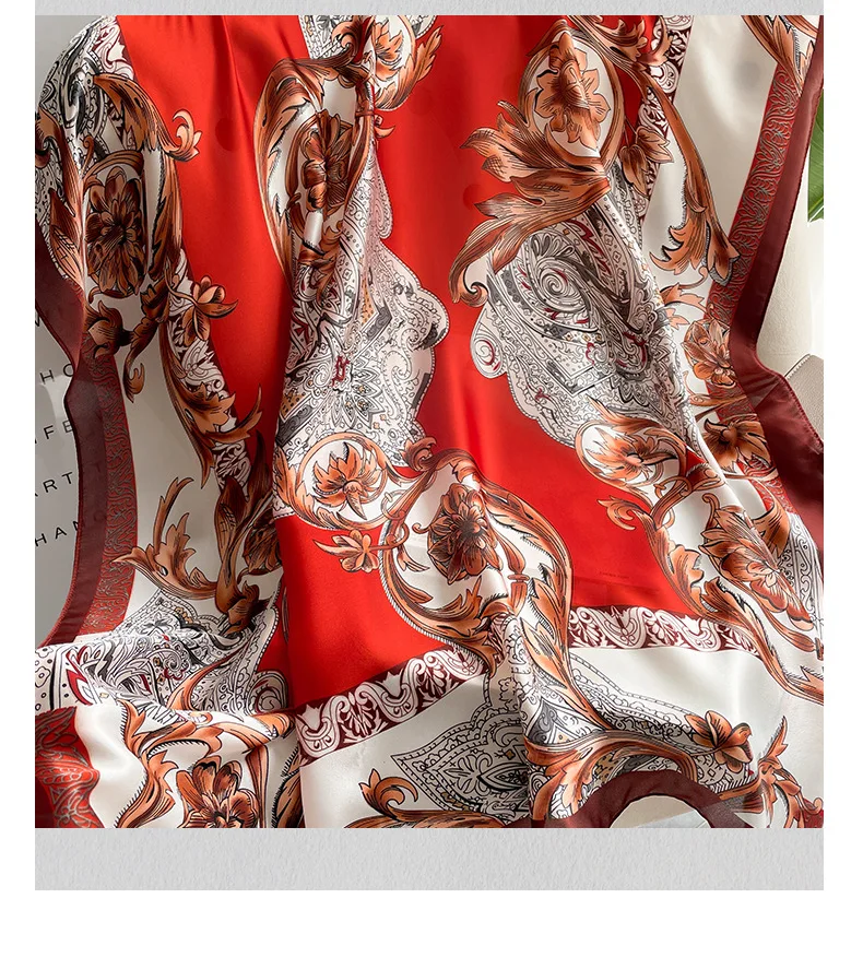 2022 Silk Scarf Women New Flower Pattern Fashion Shawl Long Spring And Autumn Scarves Dual-Purpose Wraps Female Outside Decorate