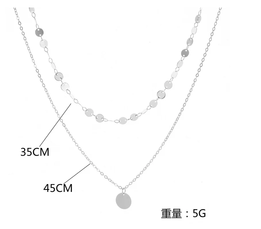 YongZe fashion jewelry women accessories double layer alloy round coin pendant choker necklace