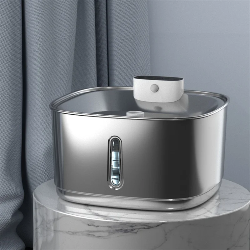 3.2L 108oz smart Automatic wireless stainless steel Cat drinking water Fountain with sensor and Filter cat water dispenser