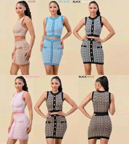 JM Fashion casual women clothing two piece short skirt set Slim Skirt Women Clothing 2 Piece Shirts Dresses