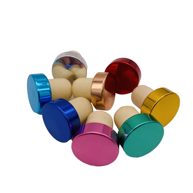 Customized luxury wooden bar top cap T shape wine / spirits synthetic cork bottle stopper