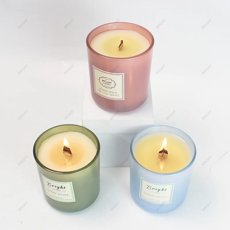 New Style Wholesale Soy Wax Round Glass Candle Jar Pearl Luxury Bamboo Wood Lid 6oz 8oz 10oz 16oz 17oz Candle Jar with Lid