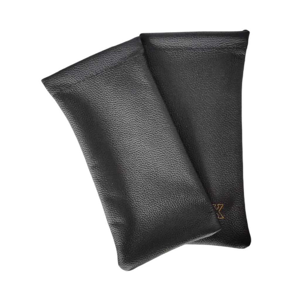 OEM black genuine leather glasses case squeeze top sunglasses real leather eyewear Pouch with custom LOGO