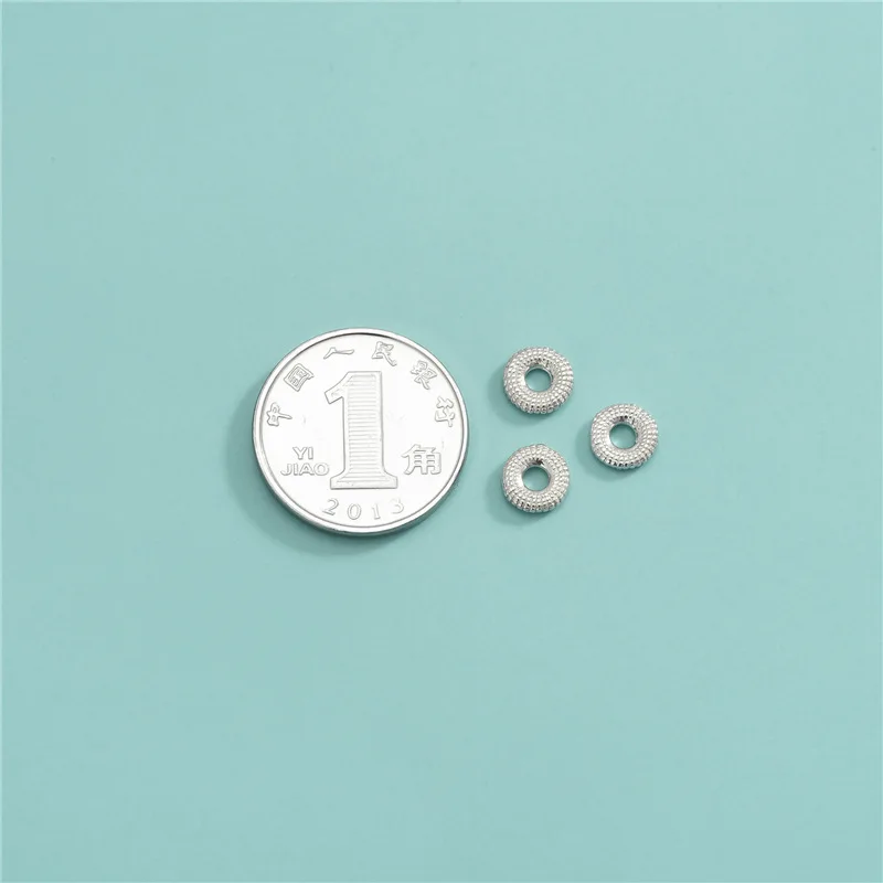 6MM 5.7MM S925 Sterling Silver Gold Graininess Round Gasket Bead Wheel Bead Accessories For DIY Jewelry Making