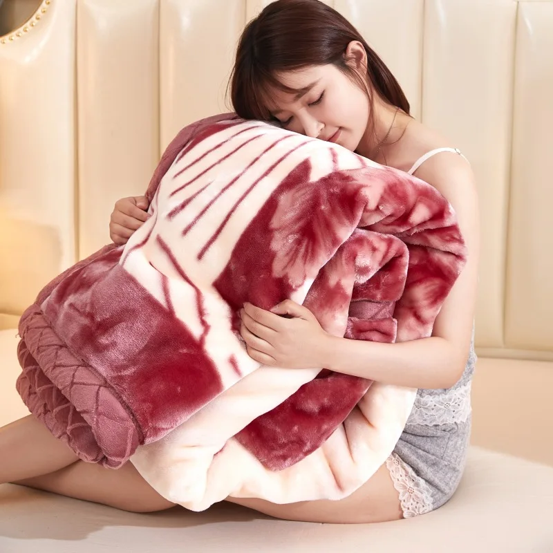 Hot sell  Elegance and Warmth Korean Mink Weight Raschel Blanket with Double Layer Comfort for Winter