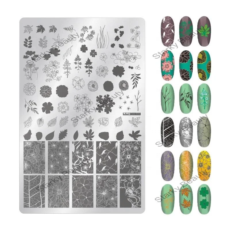 2024 Mix Designs Big Size Flowers Image Nail Metal Stamp Plate fashion nail art Template Stencils