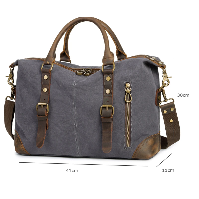 Мужской холщовый портфель из натуральной кожи