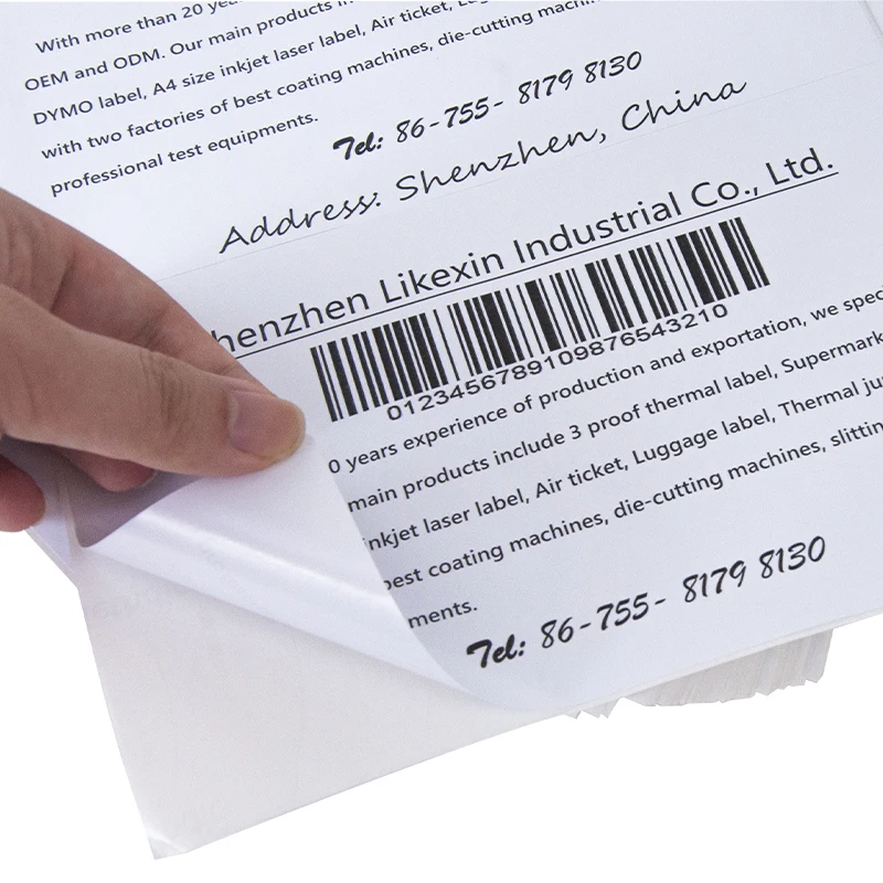 LIKEXIN wholesale factory supplier A4 size label great reputation low price custom inkjet laser paper sticker wholesale paper a4