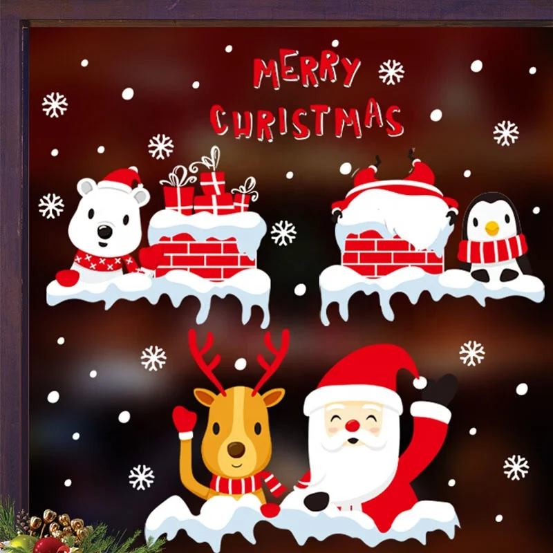 Custom Label printing waterproof pvc christmas door wall sticker  Custom window decal sticker Label
