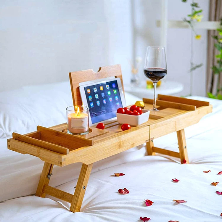 Лоток для ванны бамбуковое банное салазка лоток ванна ванной комнаты со съемным борт