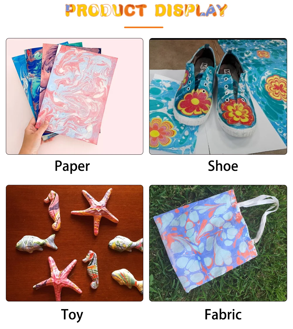 KHY Mineral Pigment Art And Craft Kit 6 Watercolor Marble Painting Water Marbling Paint Kit