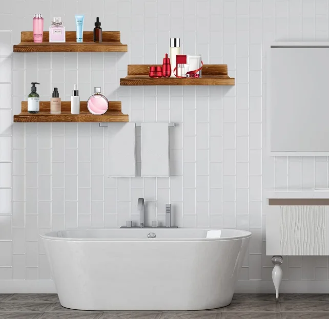 Wholesale custom high quality brown vintage wall shelf wall mounted shelf wooden wall shelf